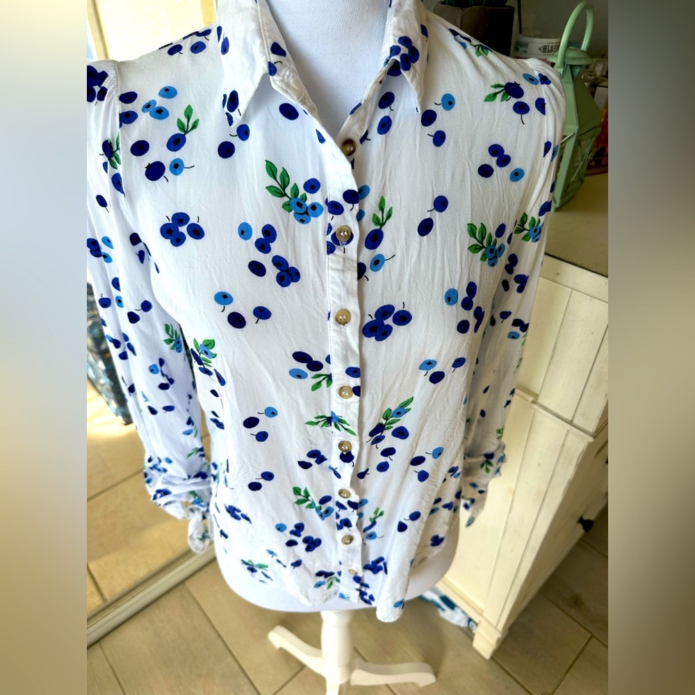 Anthro, Blueberry Long Sleeve Top